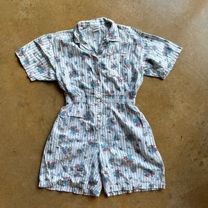 Vintage Floral Utility Romper